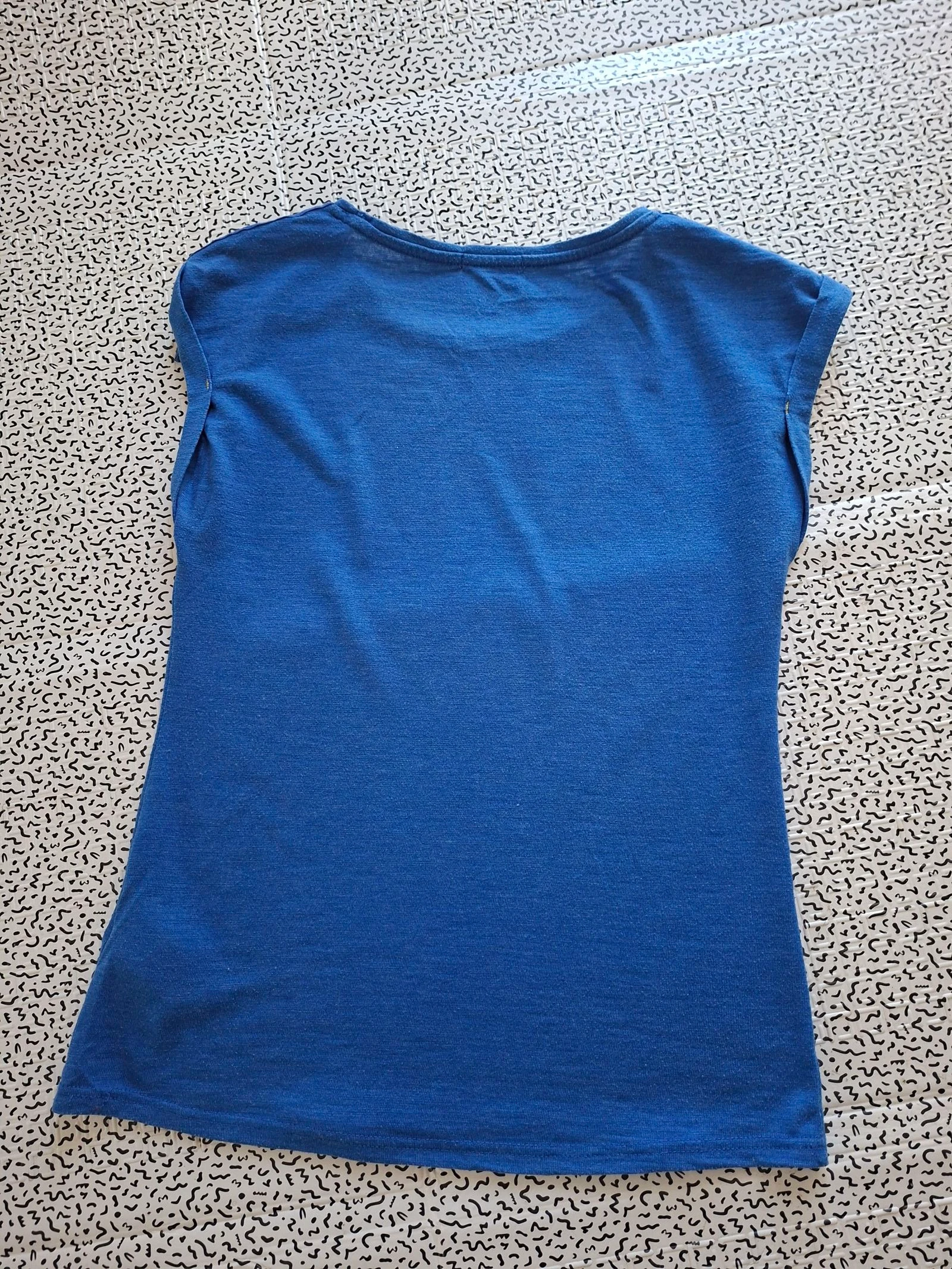 T-shirt Bonobo feminino XS azul mangas curtas gola redonda algodão básico – photo 10